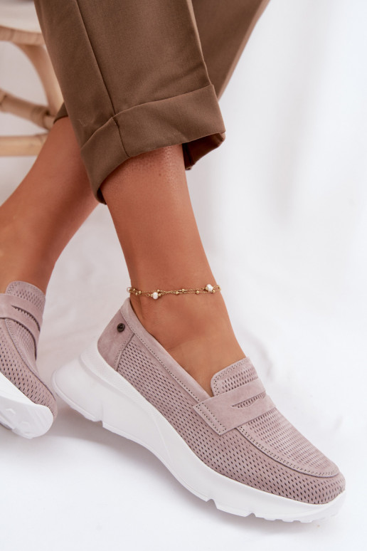 naiste mokassiinidPealturalnego seemisnakhsedu platvormiga Vinceza 79626 beeži värvi