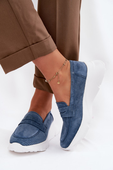 naiste mokassiinidPealturalnego seemisnakhsedu platvormiga Vinceza 79626 tumesinist värvi 2