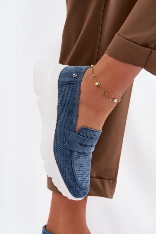 naiste mokassiinidPealturalnego seemisnakhsedu platvormiga Vinceza 79626 tumesinist värvi