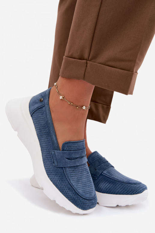 naiste mokassiinidPealturalnego seemisnakhsedu platvormiga Vinceza 79626 tumesinist värvi