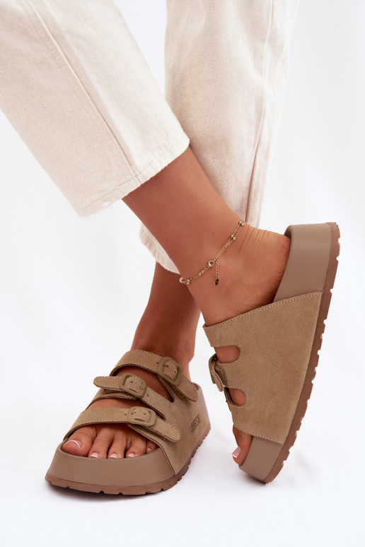 naiste plätud platvormiga Triipudega Big Star TT274529 beeži värvi