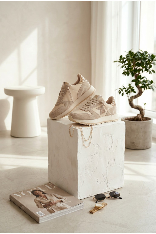 Pealhk seemisnakhsed Sneakers tüüpi jalanõud Pealiste omad platvormiga Kobbo 100103 beeži värvi