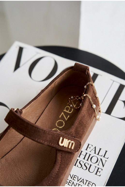 Pealhk Seemisnahast baleriinad Barefoot rihmadega Zazoo 10206 Czekoladosissee