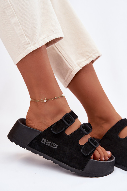 Big Star TT274531 naiste platvormiga sussid rinna ja rihmadega musta värvi