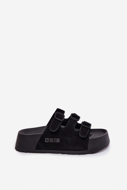 Big Star TT274531 naiste platvormiga sussid rinna ja rihmadega musta värvi