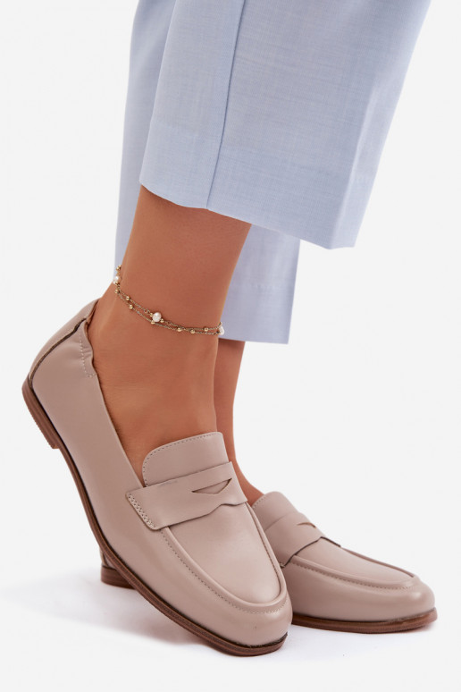 MokassiinidPealturalnej Skóry Vinceza 18121 beeži värvi