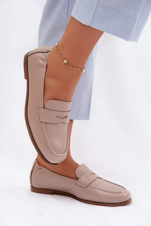 MokassiinidPealturalnej Skóry Vinceza 18121 beeži värvi