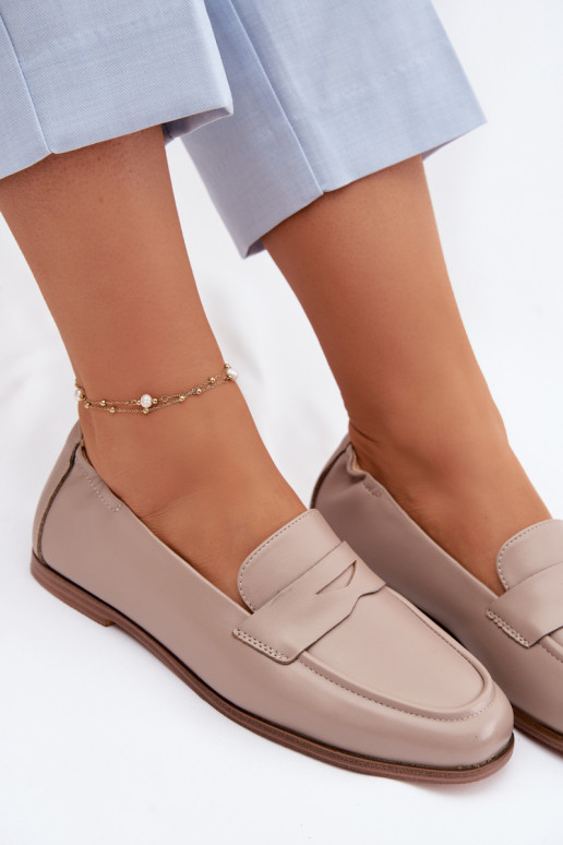 MokassiinidPealturalnej Skóry Vinceza 18121 beeži värvi