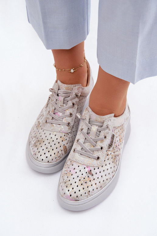 Ažuursed seemisnahast jalatsid Pealiste omad Vinceza 79603 Halli värvi