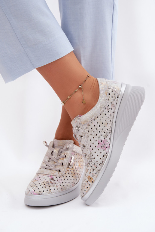 Ažuursed seemisnahast jalatsid Pealiste omad Vinceza 79603 Halli värvi