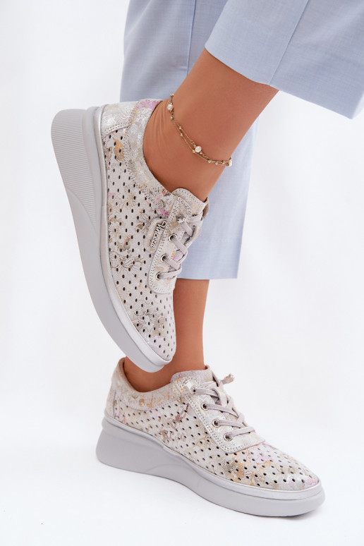 Ažuursed seemisnahast jalatsid Pealiste omad Vinceza 79603 Halli värvi