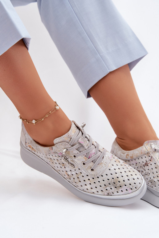 Ažuursed seemisnahast jalatsid Pealiste omad Vinceza 79603 Halli värvi