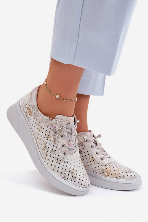 Ažuursed seemisnahast jalatsid Pealiste omad Vinceza 79603 Halli värvi