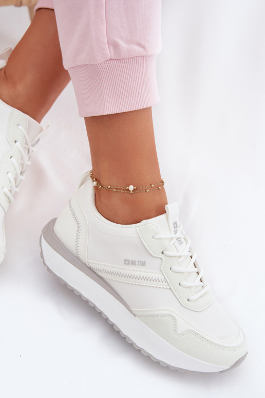 Sneakers tüüpi jalanõud Pealiste omad platvormiga Big Star TT274279 valget värvi