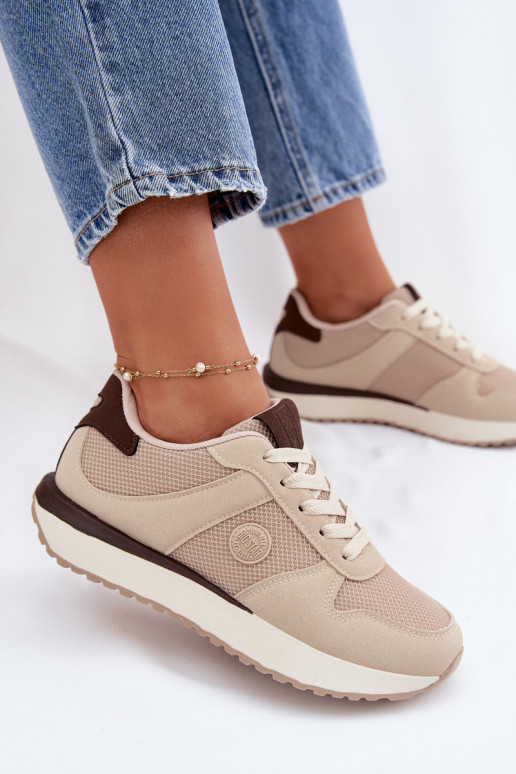 Sneakers tüüpi jalanõud Pealiste omad platvormiga Big Star TT274275 beeži värvi