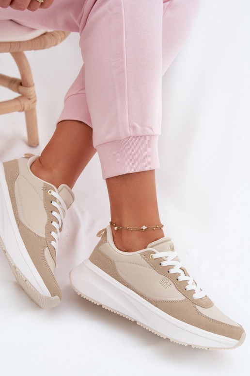 Sneakers tüüpi jalanõud Pealiste omad platvormiga GAP PENELOPE GPIN6155300049 beeži värvi