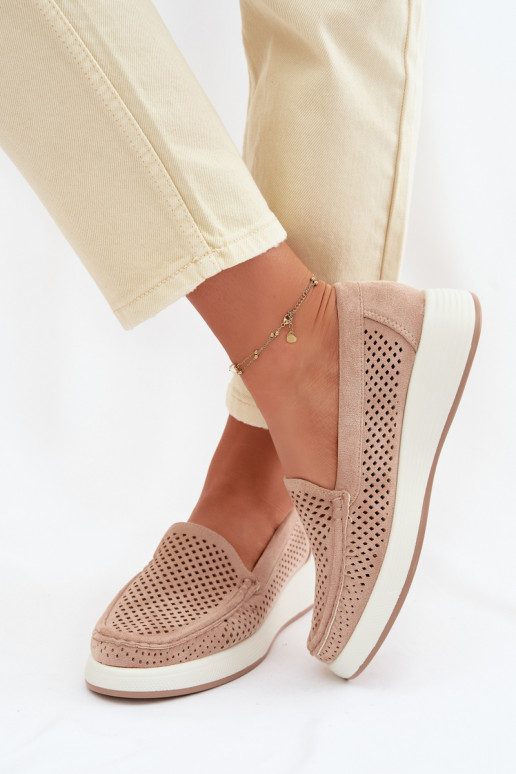 Naisten mokasiinid aukude elementidega Sergio Leone MK097H beež