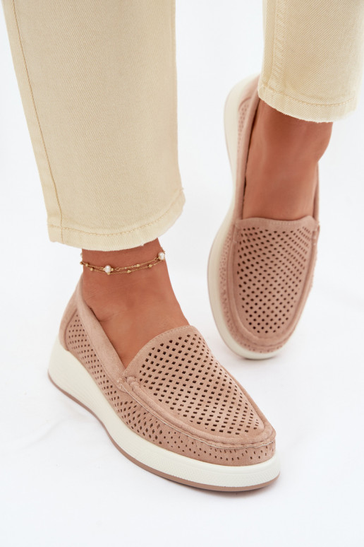 Naisten mokasiinid aukude elementidega Sergio Leone MK097H beež