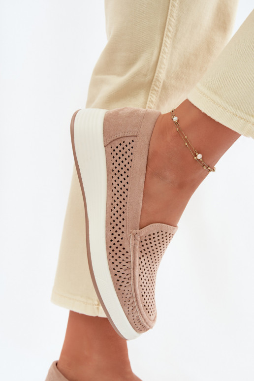 Naisten mokasiinid aukude elementidega Sergio Leone MK097H beež