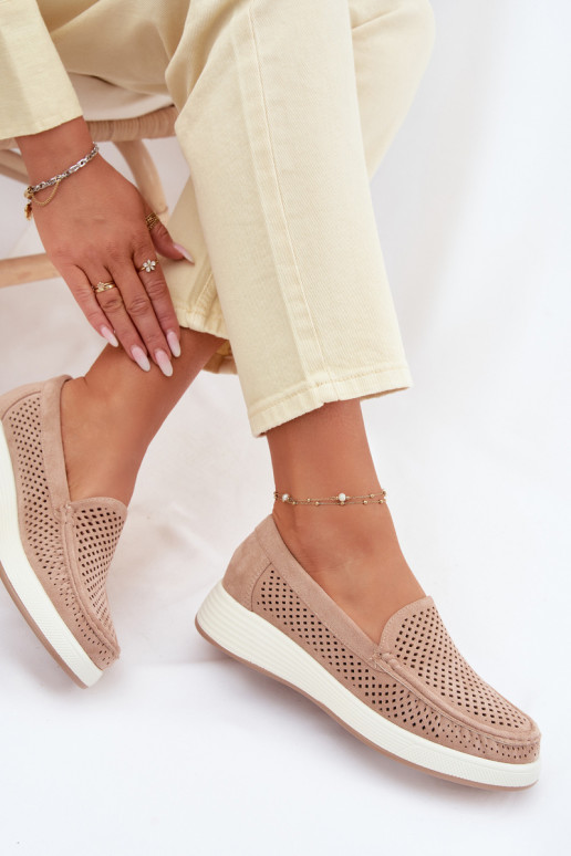 Naisten mokasiinid aukude elementidega Sergio Leone MK097H beež