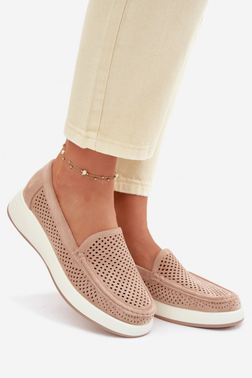 Naisten mokasiinid aukude elementidega Sergio Leone MK097H beež