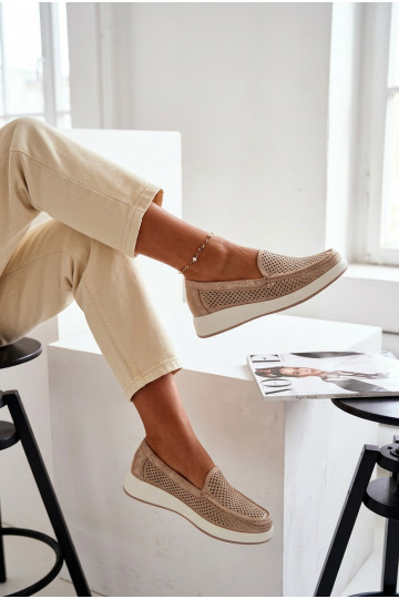 Naisten mokasiinid aukude elementidega Sergio Leone MK097H kuldne 2