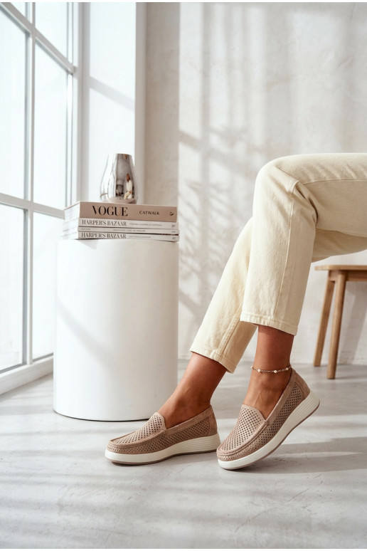 Naisten mokasiinid aukude elementidega Sergio Leone MK097H kuldne