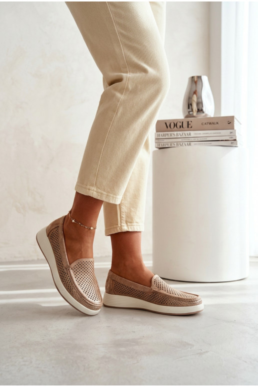 Naisten mokasiinid aukude elementidega Sergio Leone MK097H kuldne