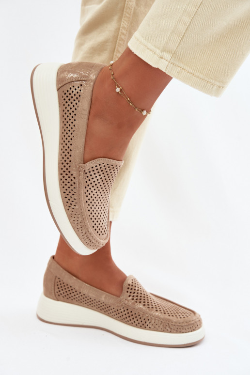 Naisten mokasiinid aukude elementidega Sergio Leone MK097H kuldne