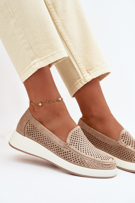 Naisten mokasiinid aukude elementidega Sergio Leone MK097H kuldne