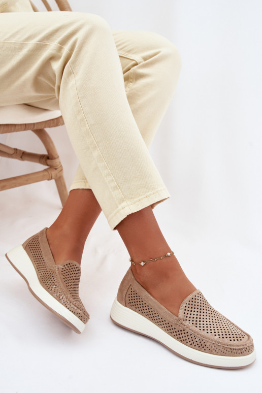 Naisten mokasiinid aukude elementidega Sergio Leone MK097H kuldne