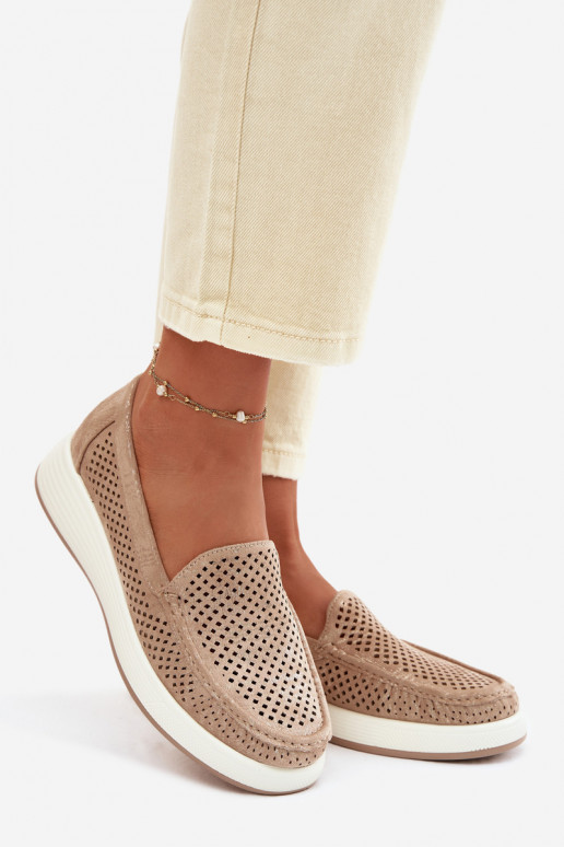 Naisten mokasiinid aukude elementidega Sergio Leone MK097H kuldne