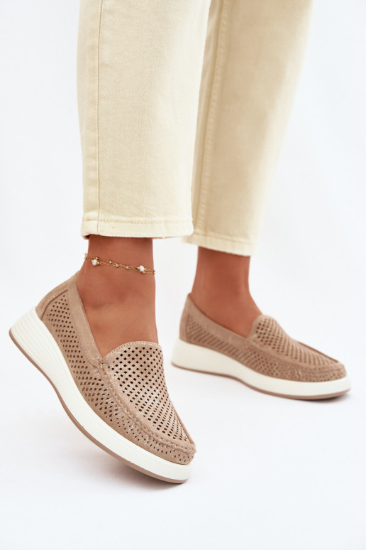 Naisten mokasiinid aukude elementidega Sergio Leone MK097H kuldne