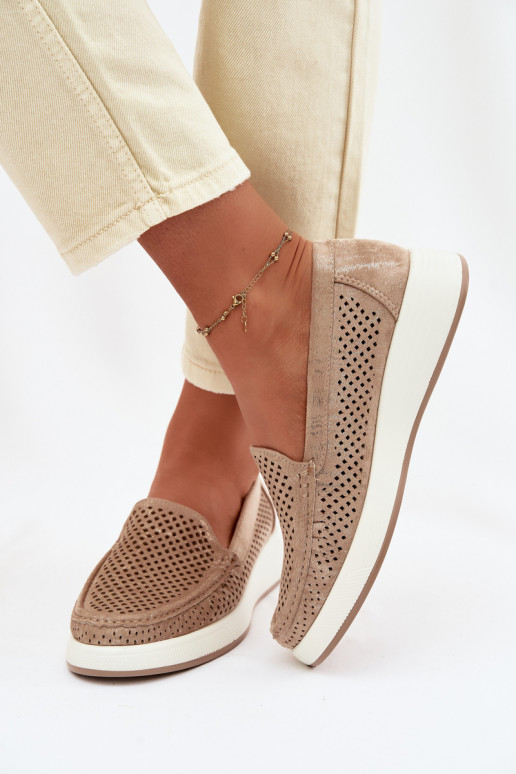 Naisten mokasiinid aukude elementidega Sergio Leone MK097H kuldne