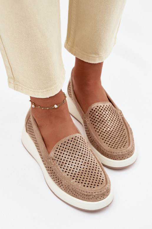 Naisten mokasiinid aukude elementidega Sergio Leone MK097H kuldne