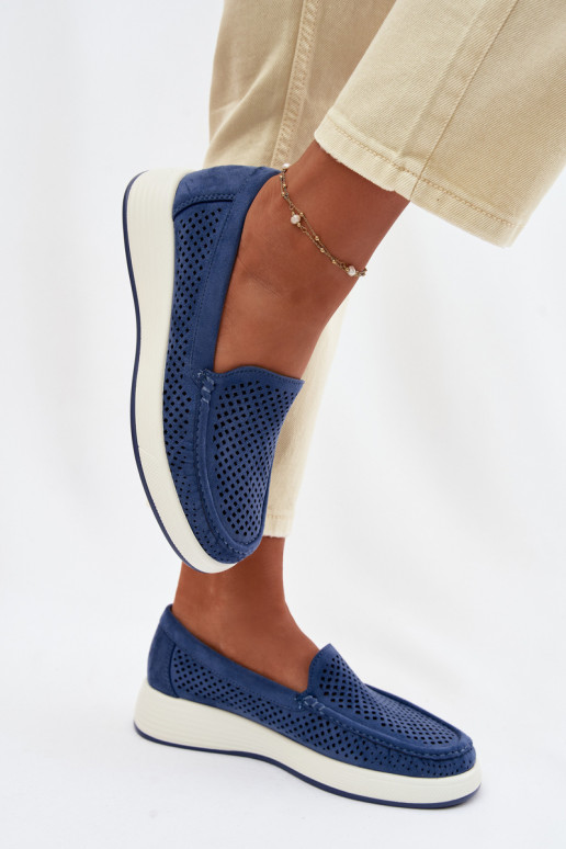 Naisten mokasiinid aukude elementidega Sergio Leone MK097H sinine