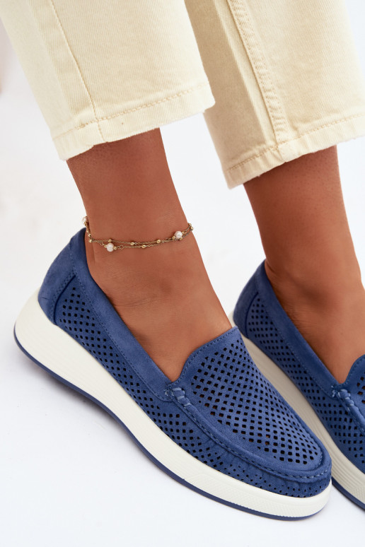 Naisten mokasiinid aukude elementidega Sergio Leone MK097H sinine