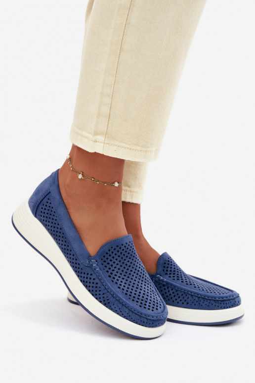 Naisten mokasiinid aukude elementidega Sergio Leone MK097H sinine