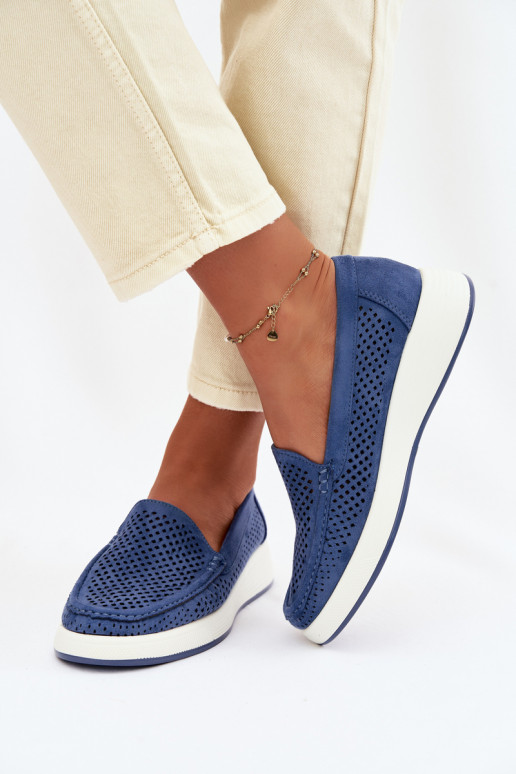 Naisten mokasiinid aukude elementidega Sergio Leone MK097H sinine