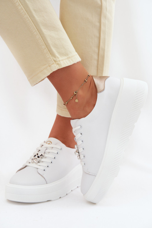 Pealhk Sneakers tüüpi jalanõud Pealiste omad platvormigaPrzypinką Vinceza 39973 valget värvi