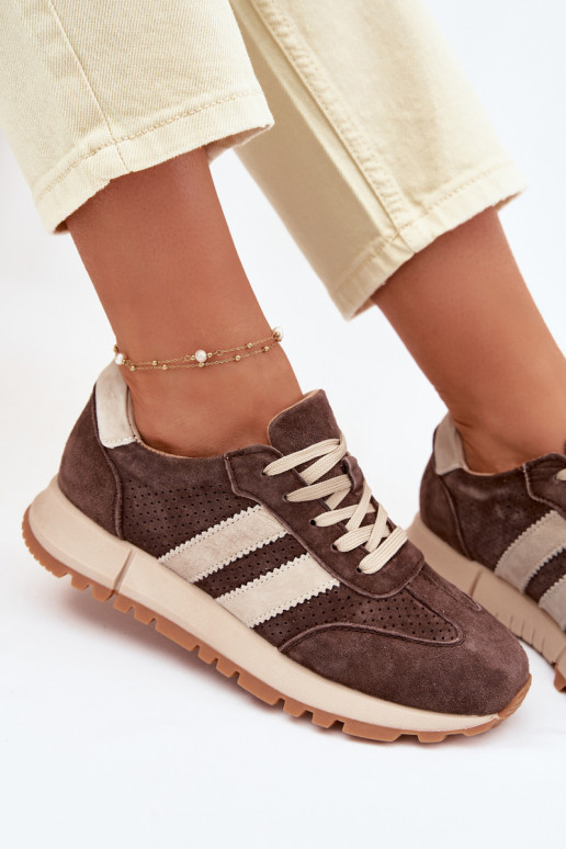 Naiste spordijalanõud kunstnahast pruuni värvi