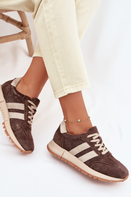 Naiste spordijalanõud kunstnahast pruuni värvi