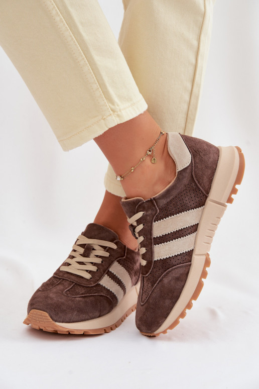 Naiste spordijalanõud kunstnahast pruuni värvi