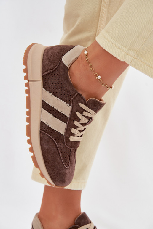 Naiste spordijalanõud kunstnahast pruuni värvi