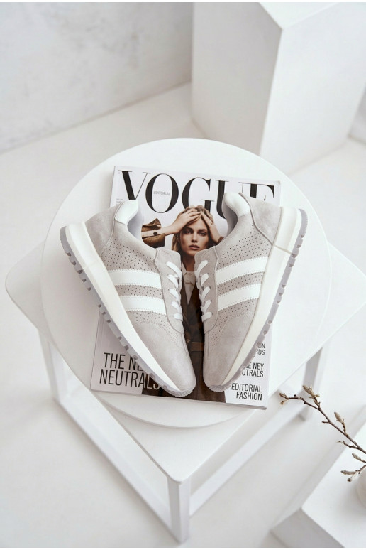 Naisten sneakers jalatsid naturaalsetest nubukist hall