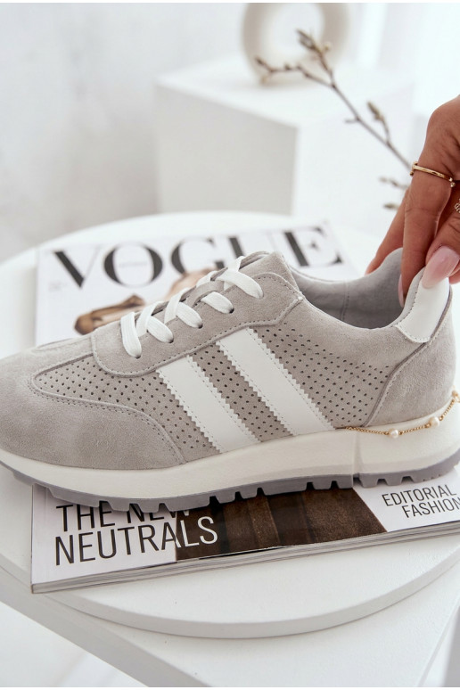 Naisten sneakers jalatsid naturaalsetest nubukist hall