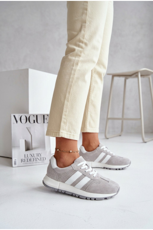 Naisten sneakers jalatsid naturaalsetest nubukist hall