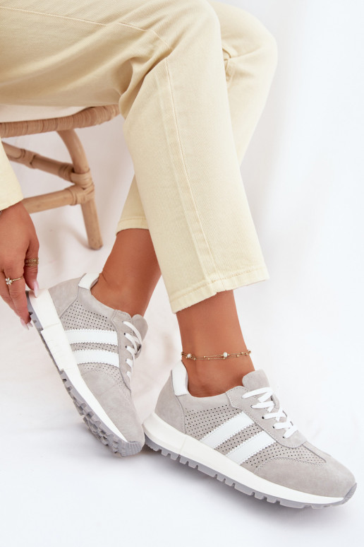 Naisten sneakers jalatsid naturaalsetest nubukist hall