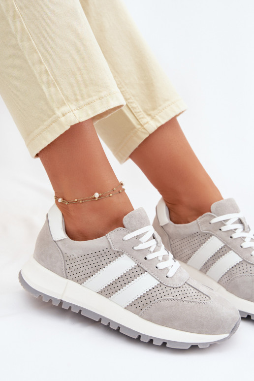 Naisten sneakers jalatsid naturaalsetest nubukist hall