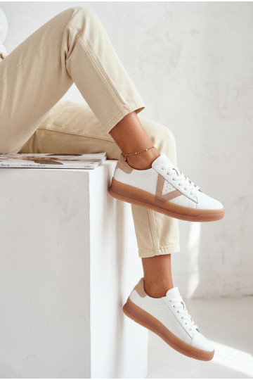 Sneakers tüüpi jalanõud Pealiste omadPealturalnej Skóry platvormiga Vinceza 79597 valget värvi 2